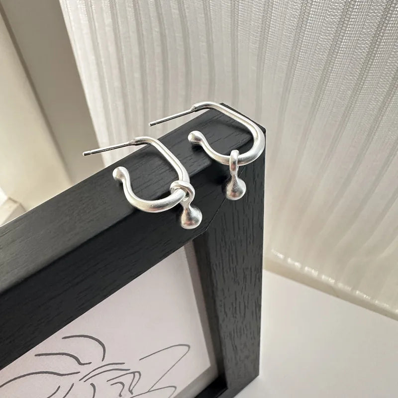 Bojoux Fashion Korean 925 Sterling Silver Frosted U Shape Big Stud Earrings for Women