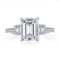 Emerald Cut AAA CZ Sterling Silver Cubic Zirconia Diamond Wedding Ring 3 Stone Models Wedding Engagement Ring