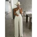 New Arrival Women Asymmetrical Neck Solid Natural Waistline Stretch Breathable Knitting BodySuits Dresses One Shoulder Backless