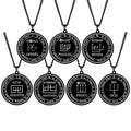 Black Seals of the Sigil Seven Olympian Spirits PHALEG ARATHRON BETHOR OPHIEL OCH HAGITH PHUL Stainless Steel Pendant Necklace