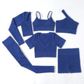 6 Piece Women Sportswear Active Fitness Suit Workout Sport Wear Gym Clothing Short Long Sleeve Crop Top Seamless Ribbed Yoga Set