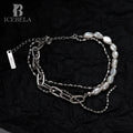 ICEBELA Jewelry S925 Sterling Silver Baroque Pearl White Gold Twine Bracelet Double Layer Adjustable Pearl Beaded Bracelet