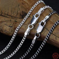 BOCAI Genuine S925 Sterling Silver Jewelry Necklace  for Men & Women New Fashion 2.5mm-4.0mm Flat Horsewhip-Chain Wholesale