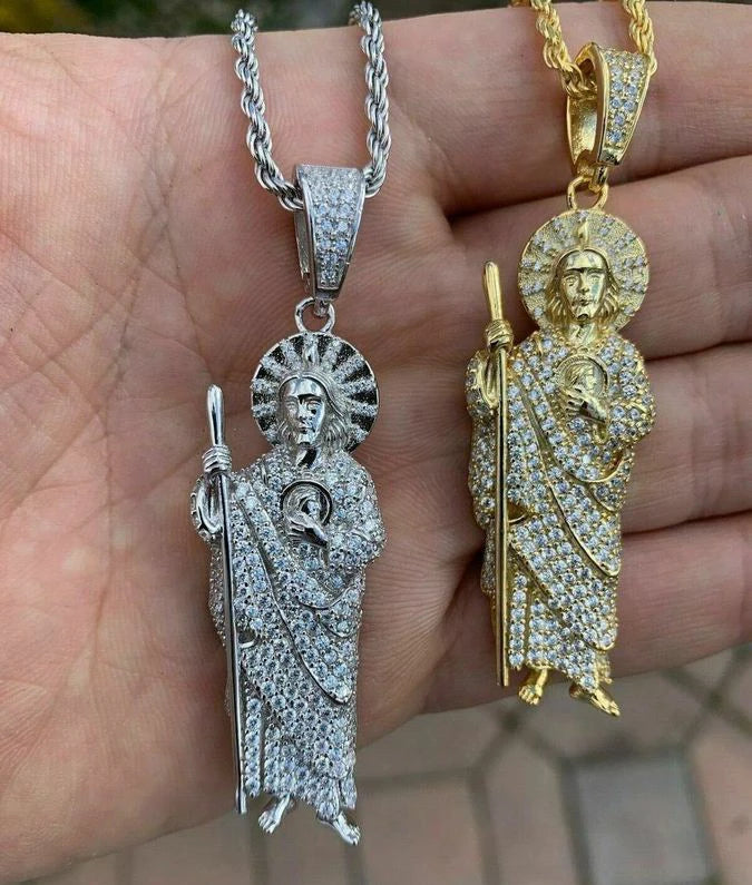 Hip Hop Jewelry Brass Iced Diamond Trend Jude San Judas Tadeo Pendant Gold Plated Pendant Only