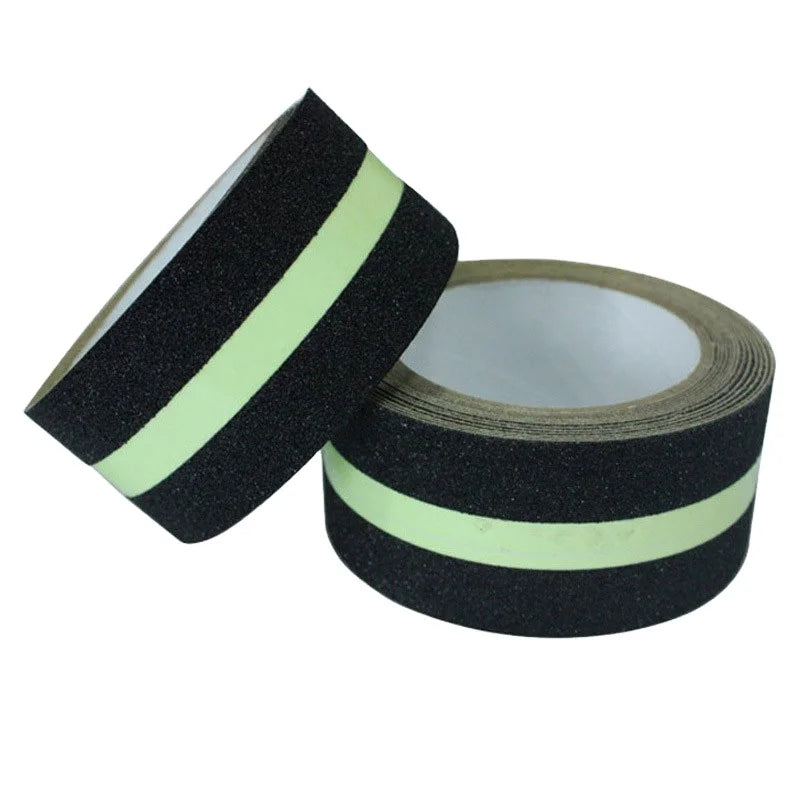 5cm X 5M PET Non-Slip Tape Luminous Black Green Single Sided Rubber Adhesive Water Activated Anti-Slip Warning Masking Tape