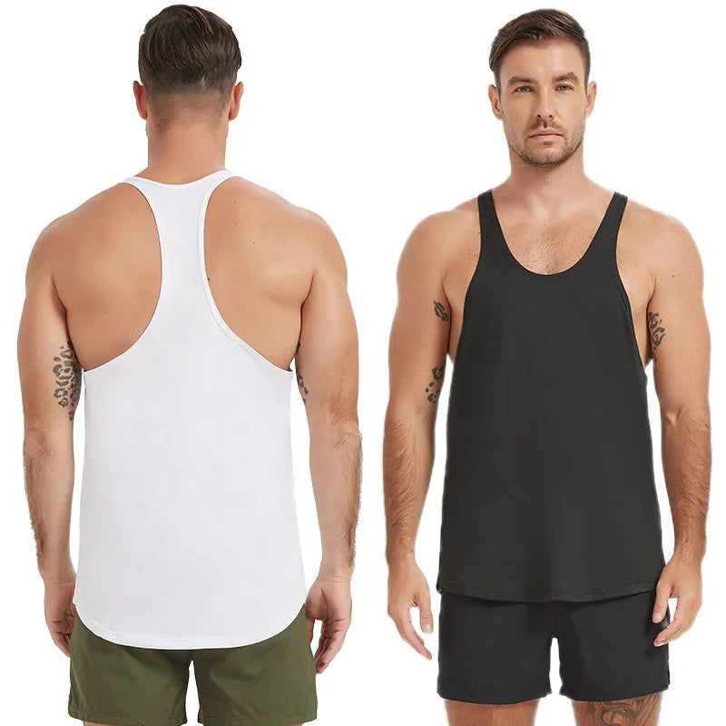 Sport Shirt Custom Logo 95% Polyester Running Vest Fitness Stringer Exercise Men Bodybuilding Slim Workout Muscle GYM Tank Tops