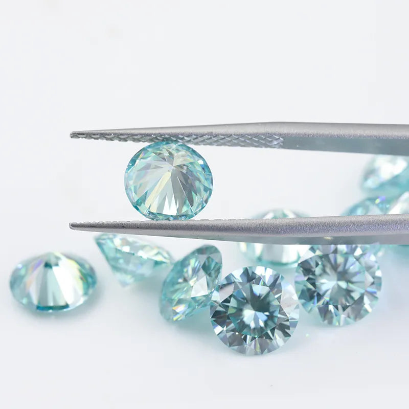 GRA Certificate Wholesale High Quality Round Brilliant Cut Moissanite Eight Heart Eight Arrows Blue Loose Moissanite Diamond