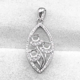 Sterling Silver 4*4mm Semi Mount Pendant Empty Frame Blank Support Setting S925 Base Holder Without Center Stone for DIY Inlay