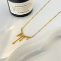 Lava Water Drop Irregular Pendant Necklace Joyas De Acero Inoxidable Stainless Steel Plated 18K Gold Lock Bone Chain