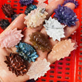 Wholesale Hand Carved Crystal Flower Folk Crafts Natural clear Quartz Labradorite Howlite Lotus