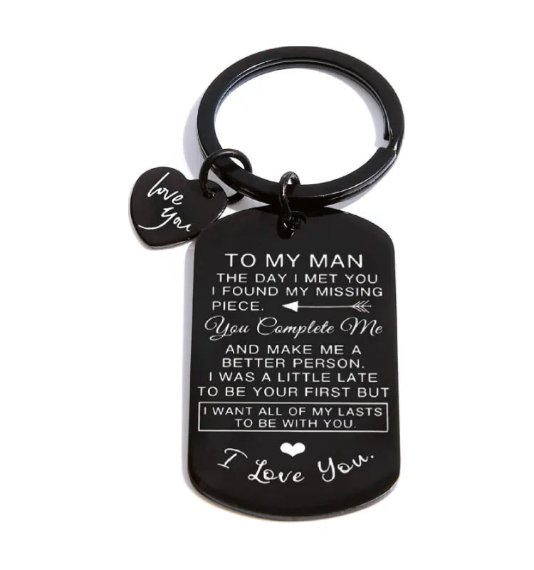 To My Man Keychain Keyring Valentines Day Birthday Anniversary Christmas Gift for Men Boyfriend Husband