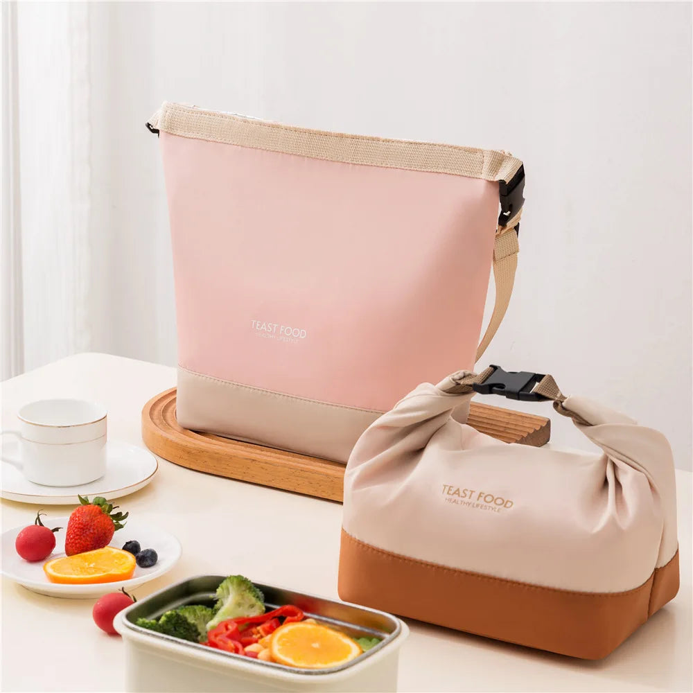 Portable Women's Durable Large Capacity Foldable Crossbody Tote Bag Cooler Bag Insulated Lunch Bag