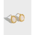 ET371 925 Sterling Silver Earrings Wholesale 18k Gold Plated Earrings Opal Decoration Earrings Stud Jewelry