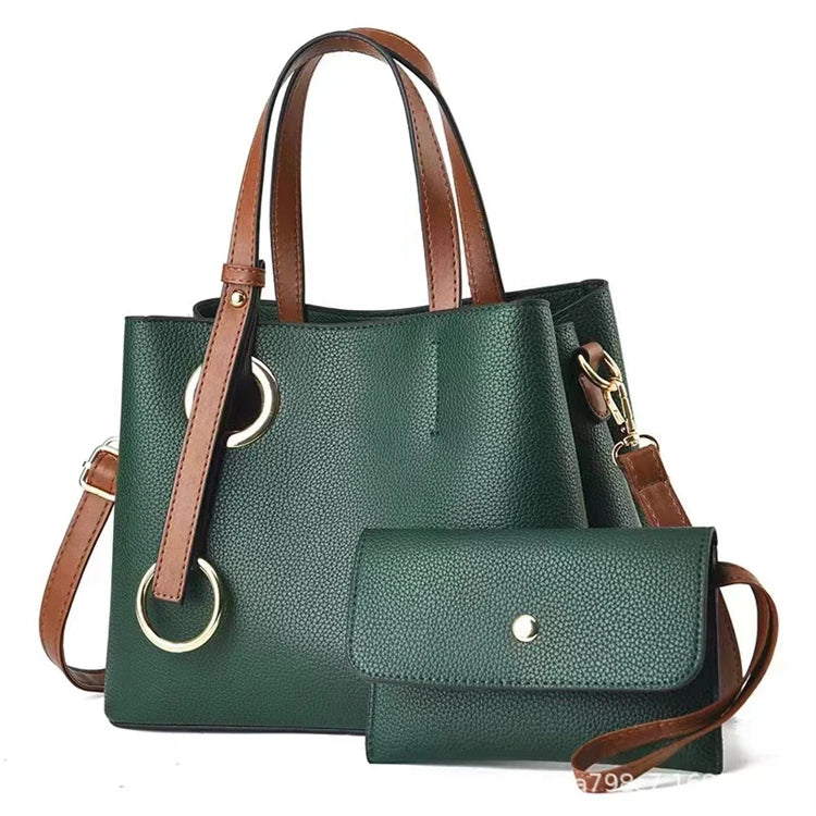 2026 Green Colour Pu Leather Ladies Manufacturer Customized New Model Printed Hand Bag for Travel
