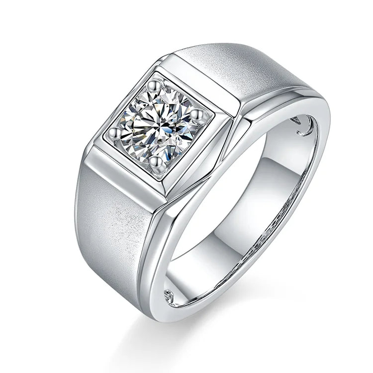 ANSTER Mens Moissanite Jewelry Gold Plated 1 CT Moissanite Engagement Rings for Bridegroom