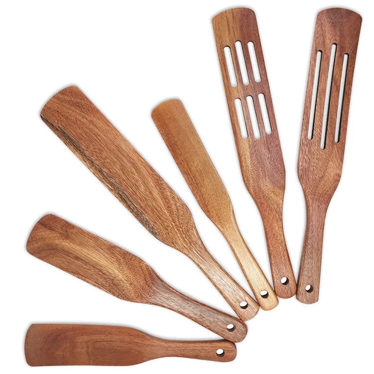 2021 New Style Wooden Spurtle Set Teak Wood Spurtles Set of 4 Kitchetools