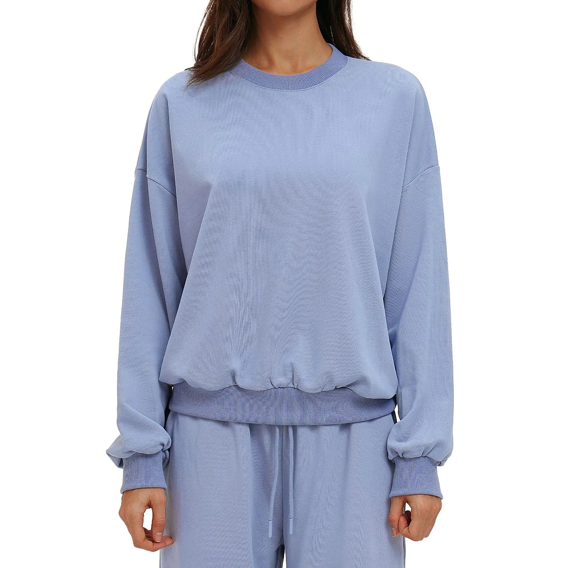 Yoga Top Comfortable Crewneck Sweatshirt Long-sleeved Loose Casual Outerwear Outdoor Running Sports Sweatshirt for Women