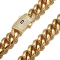 Fashion Stocks Mens 18k Gold Plated Stainless Steel Miami Cuban Link Chain Necklace
