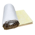 Metal Building MBI Yellow Glass Wool Rolls Fireproof 100mm Fiber Glass Wool Rolls with White Vinyl Facing