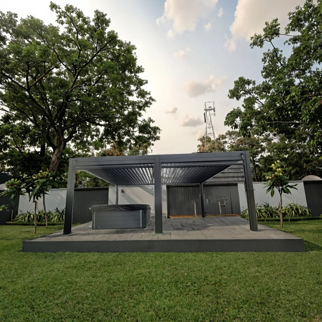 Outdoor Bioclimatic Aluminium Louver Roof System 3X4 Garden Shed with Electric Pergola Powder Coated Frame Outdoor Louvre Gazebo