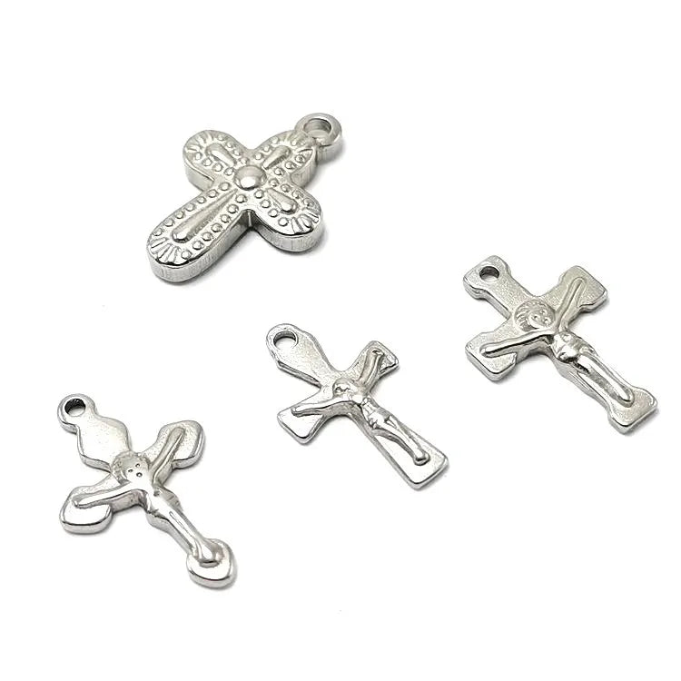 Stainless Steel Cross Spacer Charms Pendants for Crafting DIY Jewelry Making Findings