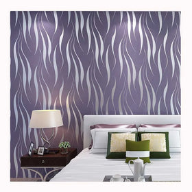 High Quality Luxury Purple Waves Non-woven Bedroom Wallpaper Home Living Room Decorative Modern Vinyl Coated Wallcovering