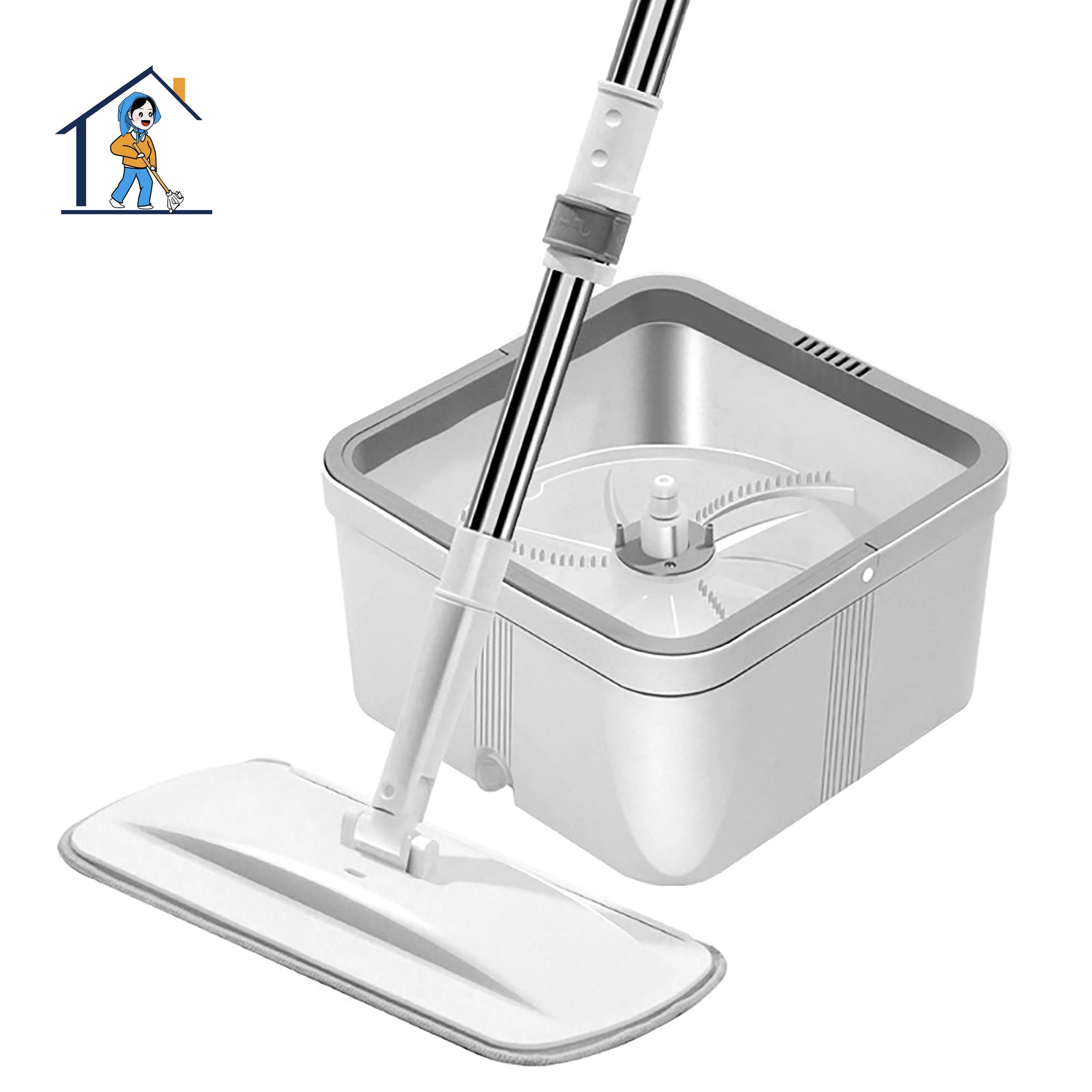 360 Rotate Spin Handfree Lazy Flat Cleaning Mop with Water Separation Bucket for House Floor Ceiling Cleaning
