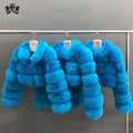 Janefur Winter Thick Warm Genuine Fox Fur Jacket Drop Shipping Fashion Real Cropped Blue Fur Coat Women