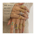 ERESI Waterproof 18k Gold Plated Stainless Steel Jewelry Open Thread Inlaid Lapis Lazuli Turquoise Stones Snake Rings for Women