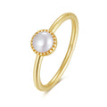 RINNTIN GPR20 Fine Pearl Ring Minimalist Jewelry 14k Gold Plated Single Pearl Ring for Women