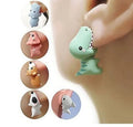 2025 Fashion 1 Pair of Cute Cartoon Soft Soil Animal Bite Clay Earrings Dinosaur Interesting Female Gift Earring