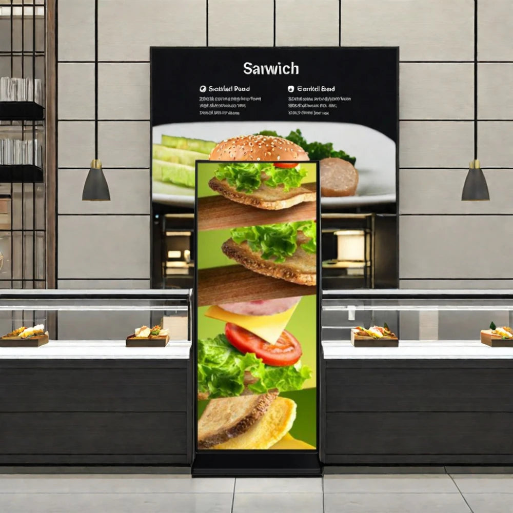 32 55-Inch Indoor Android 4K Video Display Counter Ultra-Thin LCD Free Standing Vertical Digital Poster Touch Screen Kiosk