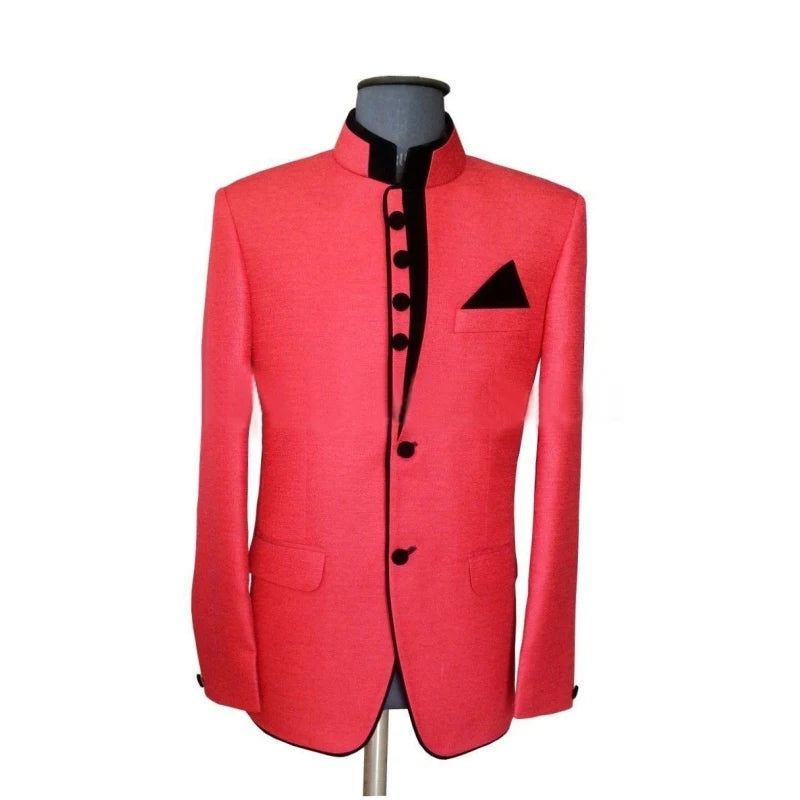 New Groomsmen Mandarin Lapel Groom Tuxedos Six Buttons Men Suits Wedding/Prom/Dinner Best Man Blazer ( Jacket+Pants)