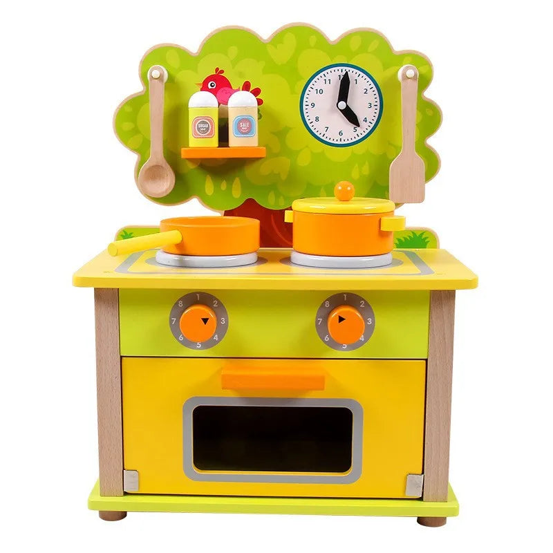 Toddler Kitchen Toy Girls Pretend Role Play Cooking Wooden Kitchen Toy Mini Size European Style Stove Kids Educational Toy