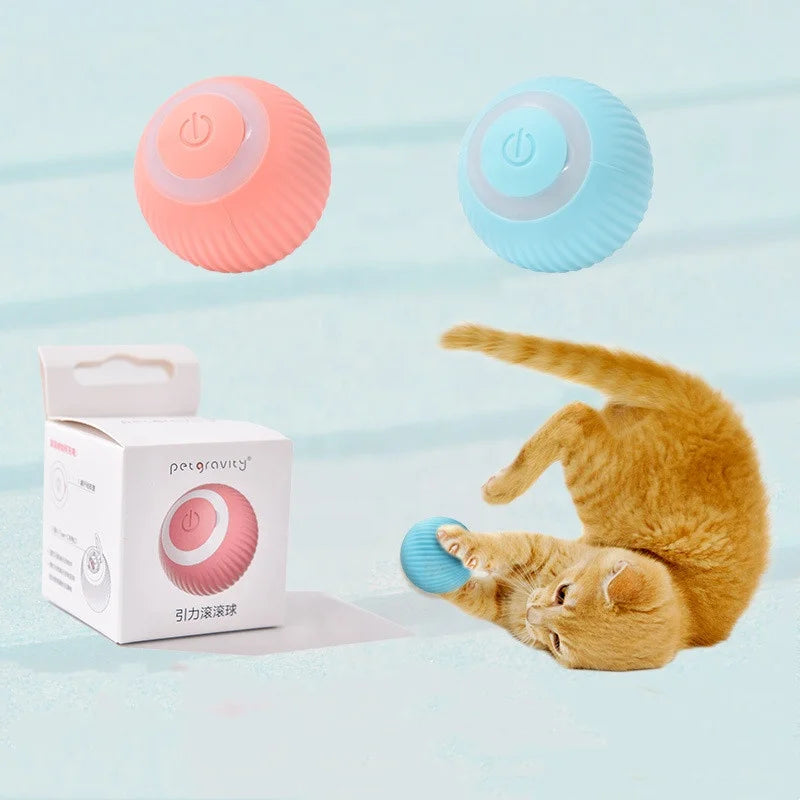 Modern Eco-Friendly USB Charging LED Light Rolling Self Rotating Smart Ball Toy Pet Electric Mute Cat Silicone Play Toys