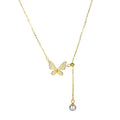 China Wholesale Gold Plated Jewelry Collares De Plata Para Mujer 925 Sterling Silver Pearl Zircon butterfly Pendant Necklace