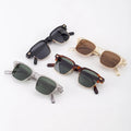 Fashionable Retro Oval Metal Acetate Unisex Half Rim Sunglasses with UV400 Protection Lightweight & Comfortable Design