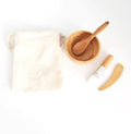 New Designed Natural Small Mini Bamboo Makeup Bowl Cosmetic Bowl Spoon Spatula Brush Set With Cotton Bag
