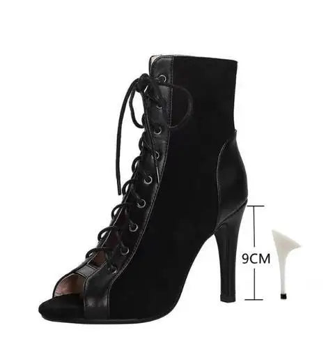 Black 7cm Free Dance Shoes with Strappy High Heels  Latin Jazz Ballroom Party Dancing Shoes Wholesales