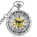 Automatic Modern Secret Garden Spot Hollowed Out Engraved Through-the-bottom Flip Mechanism Dial Pocket Watches