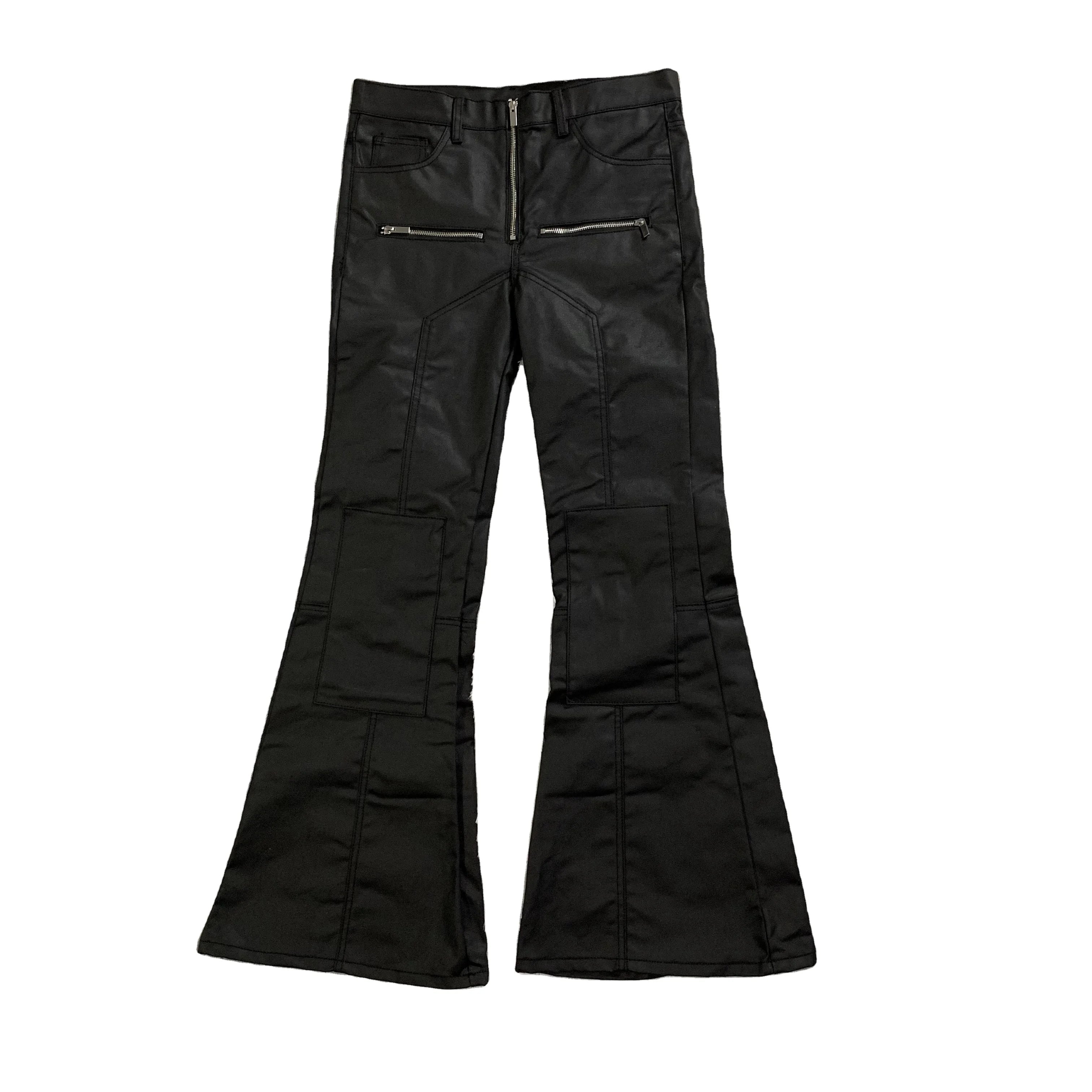 DENIMGUYS Fashion Streetwear Waxing Baggy Denim Bootcut Pants Men Coated Waxed Flare Jeans