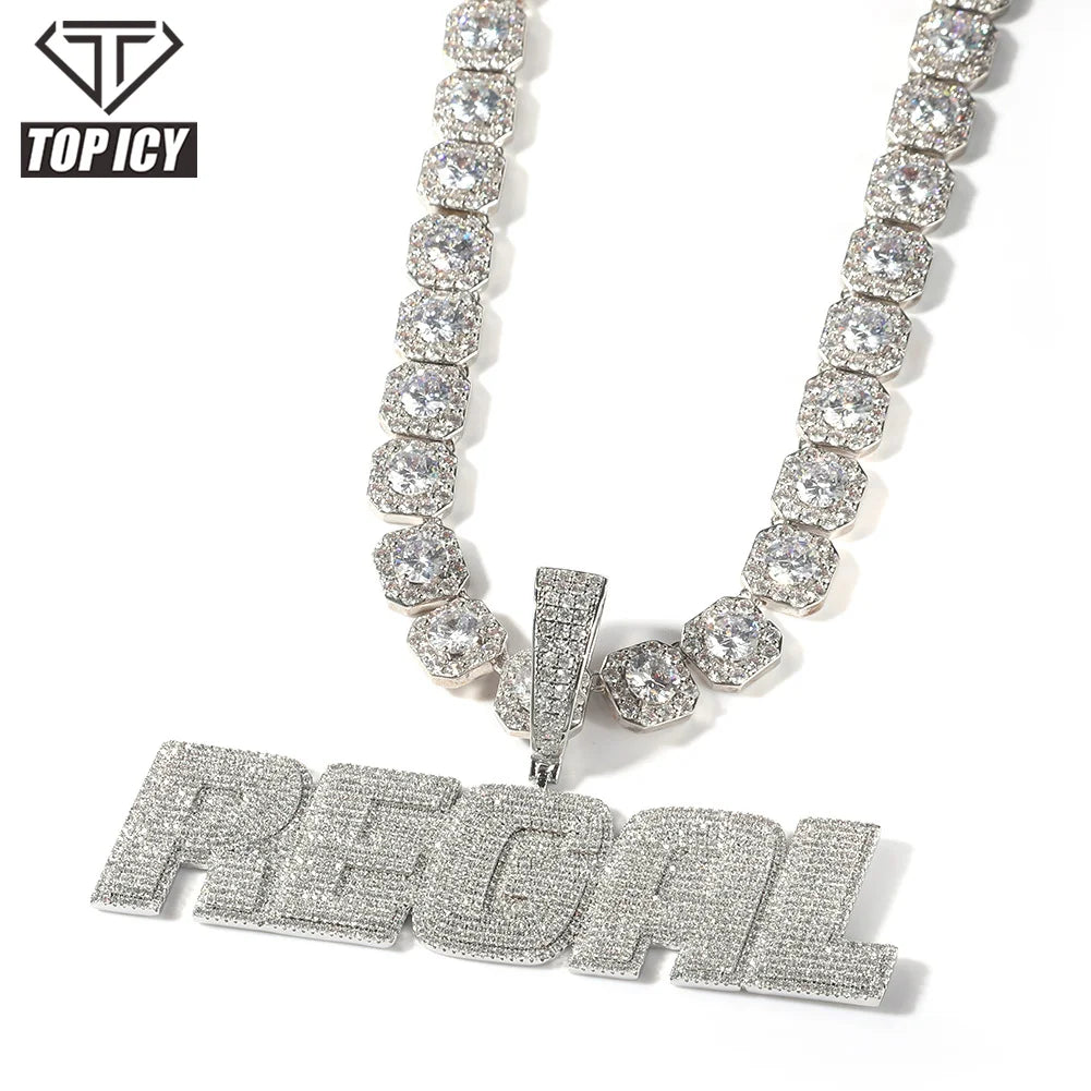2021 Fashion Hip Hop Iced Out Big Size Custom Name Necklace Personalised Name Chain