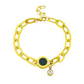 Wholesale Titanium Steel Fashion Diamond Inlaid Zircon 18k Gold Plated Link Chain Roman Numerals Bracelet