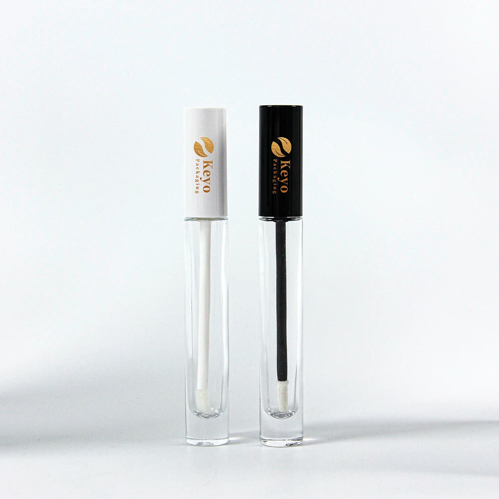 Luxury Custom Logo High Grade Frosted Slim 10ml Lip Glaze Black Glass Lip Gloss Tube Empty Cosmetic Lip Oil Bottle