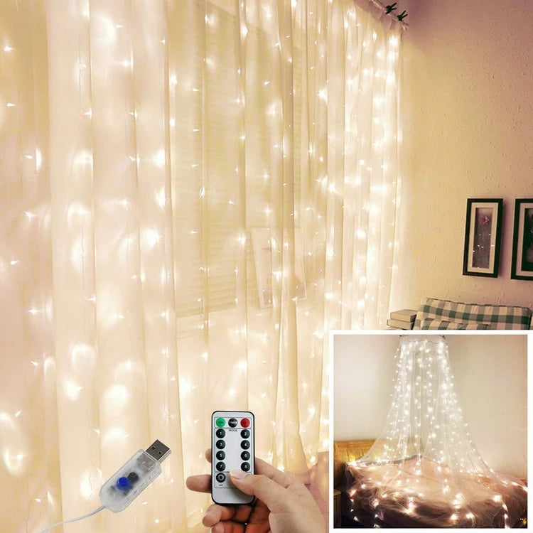 Factory Price USB 3x3m LED String Lights Garland Outdoor Home for Wedding/Party/Curtain/Garden Decoration Christmas Fairy Lights