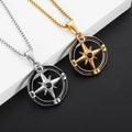 Customized Jewelry Waterproof Cross Necklace Men PVD Stainless Steel Gold Plated Fashion Truth North Star Compass Necklace