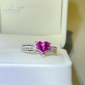 Silver 925 Original Brilliant Cut 1 Ct Diamond Test Past Romantic Pink Heart Moissanite Forever Love Ring Valentine's Day Gifts