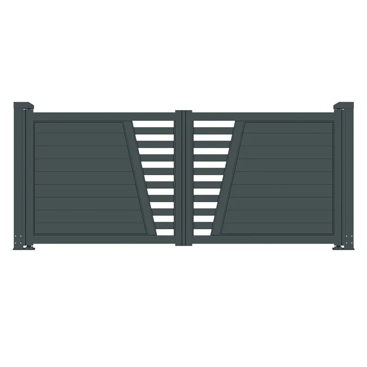 Aluminum Double Swing Gate Automatic Driveway Security Entrance Gate for Villa Residential Commercial Outdoor Access