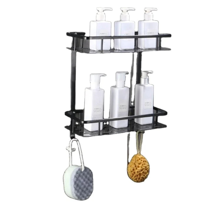 No Drilling Aluminum Bathroom Storage Organizer Adhesive Wall Mounted Hanging Shower Rack for Shampoo