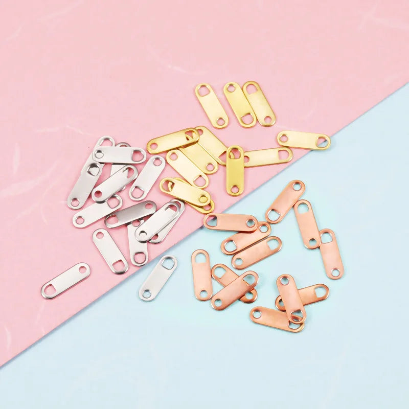 Fashion Custom Logo Tags Stainless Steel Free Laser Engraved Necklace Logo Custom Metal Jewelry Tags Extension Chain Logo Coin